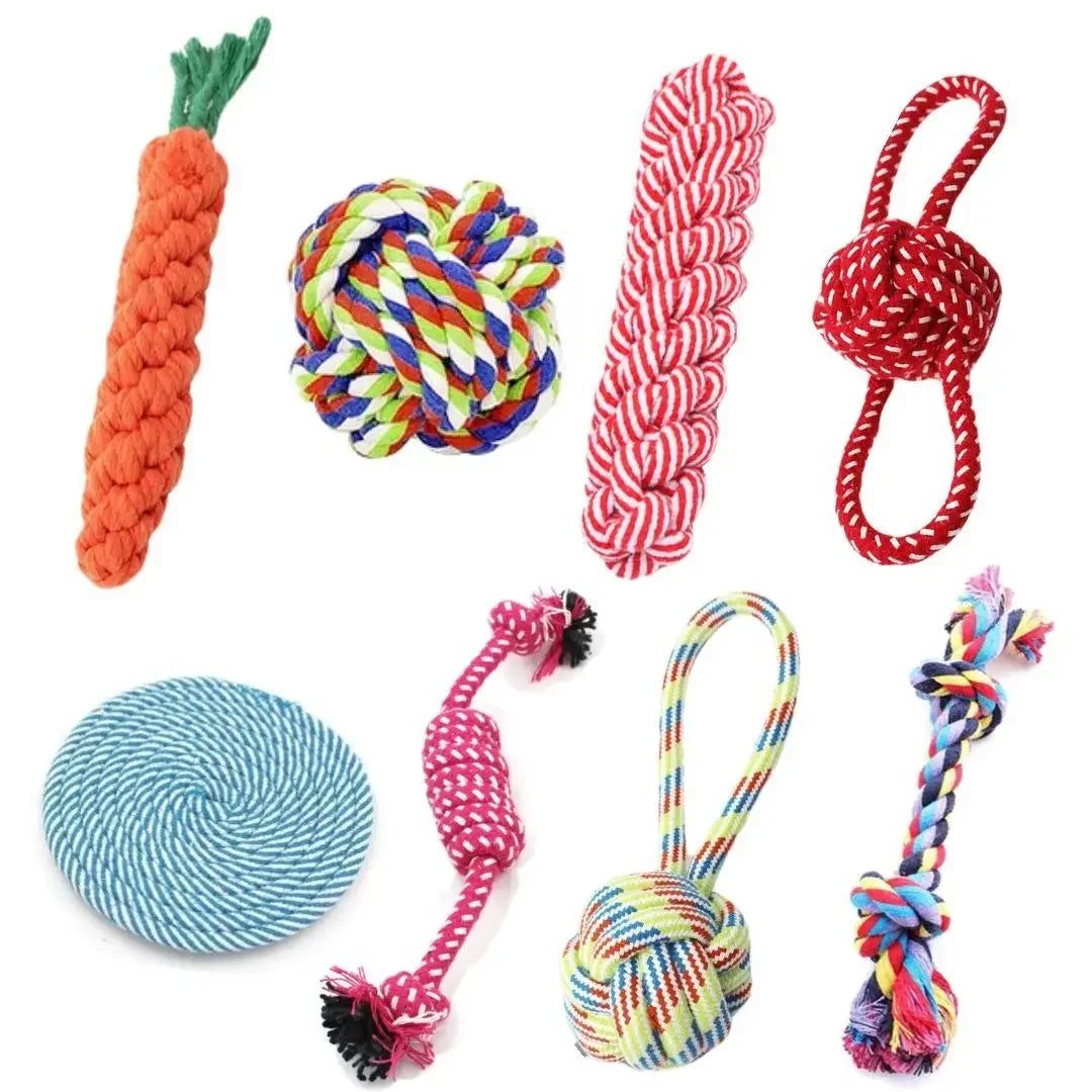 Cotton Rope Dog Toy – Knot Ball Dumbbell Teeth Cleaning Chew Toy