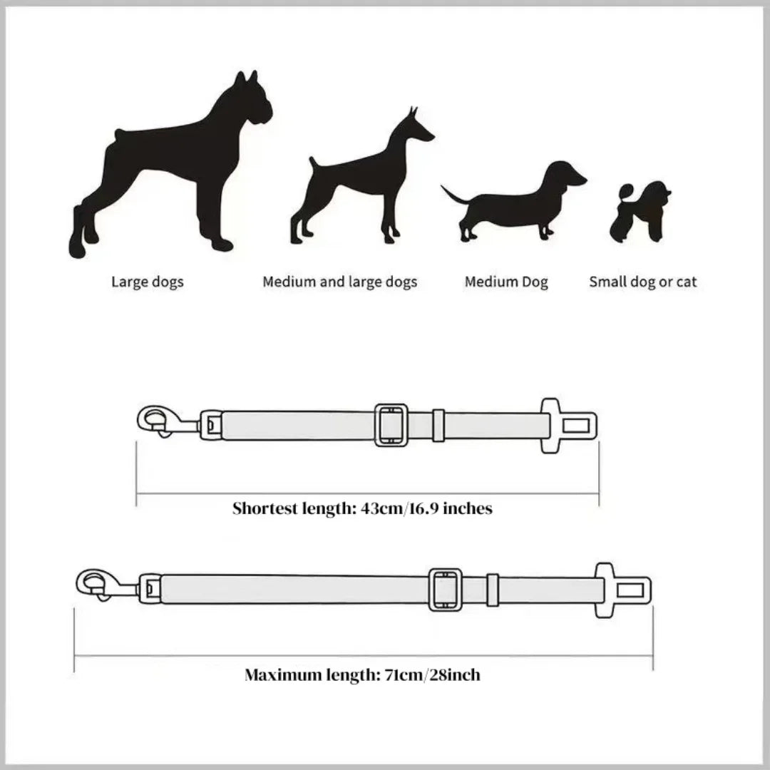 Dog Car Seat Belt – Adjustable Safety Rope with 360° Swivel Hook