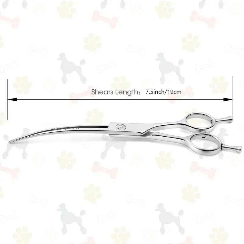 7.5" Curved Dog Grooming Scissors – Stainless Pet Trimming Shears