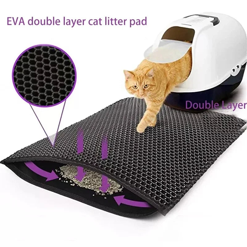 Double-Layer Cat Litter Mat – Waterproof Washable Litter Trap