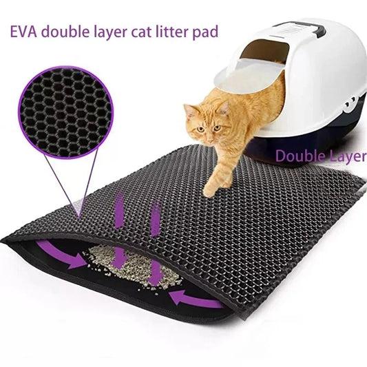 Double-Layer Cat Litter Mat – Waterproof Washable Litter Trap