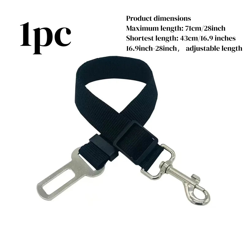 Dog Car Seat Belt – Adjustable Safety Rope with 360° Swivel Hook