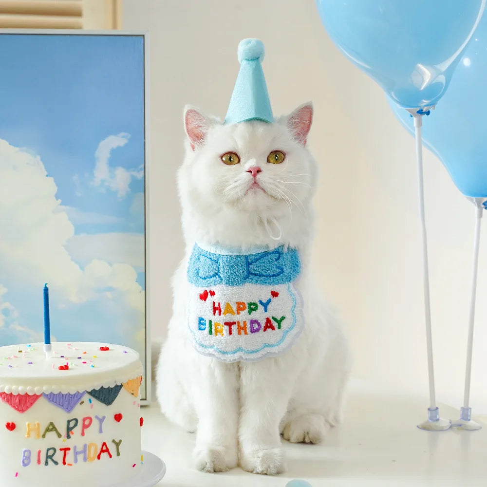 Pet Birthday Bandana & Party Hat Set – Dog & Cat Birthday Outfit