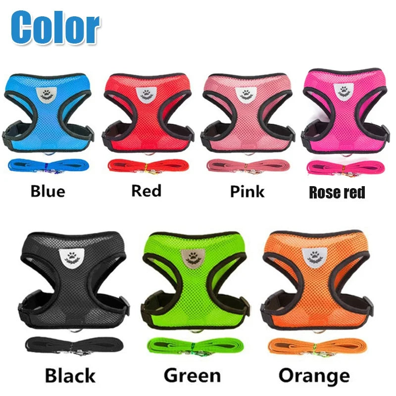 Cat & Dog Harness with Leash – Breathable Reflective Mesh Vest