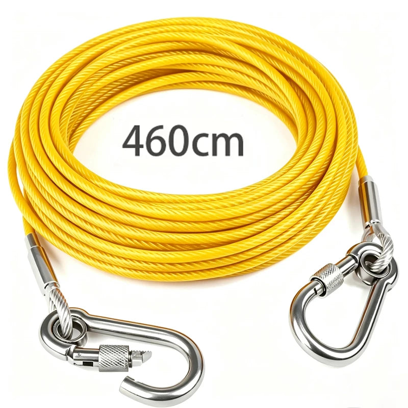 Heavy-Duty Dog Tie-Out Cable – Reflective Steel Lead with Swivel Hooks
