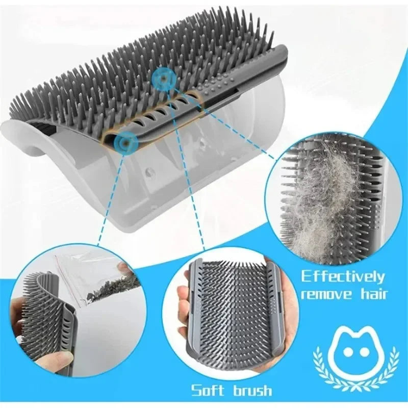 Wall Corner Cat Self Groomer – Massage Brush & Scratcher