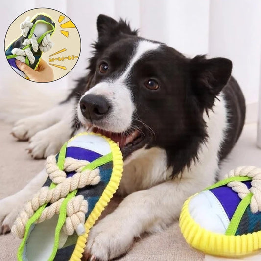 Squeaky Shoe Rope Dog Toy – Teeth Cleaning Cotton Chew Toy
