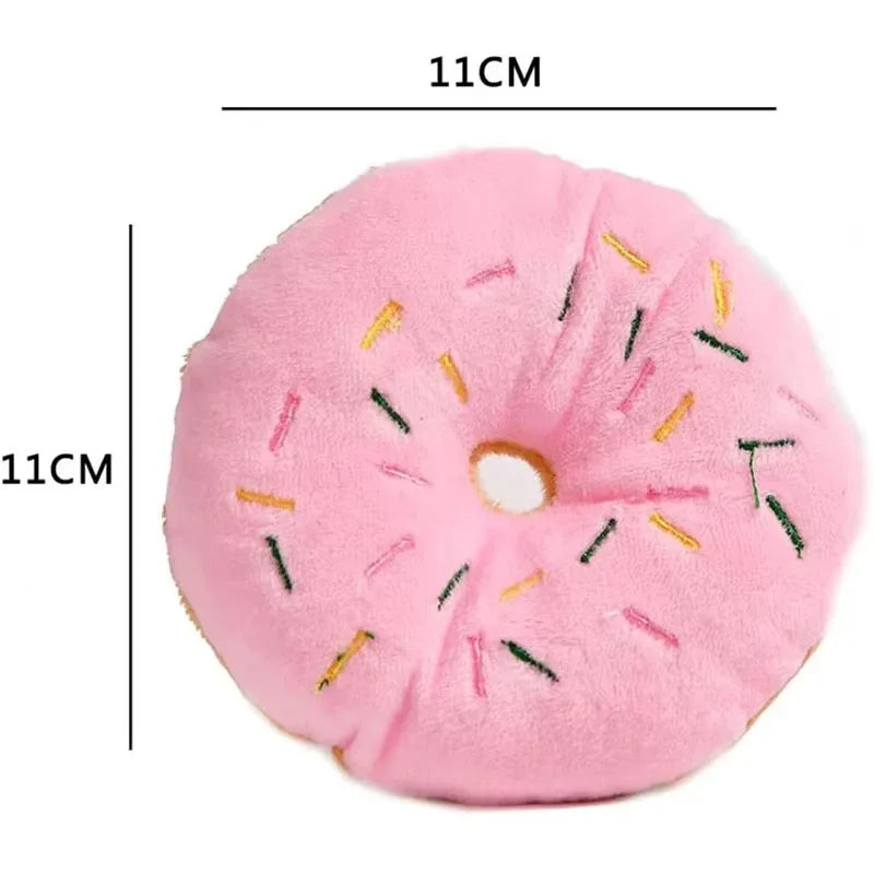 Plush Doughnut Dog Toy – Squeaky Chew Toy Small/Medium Dogs