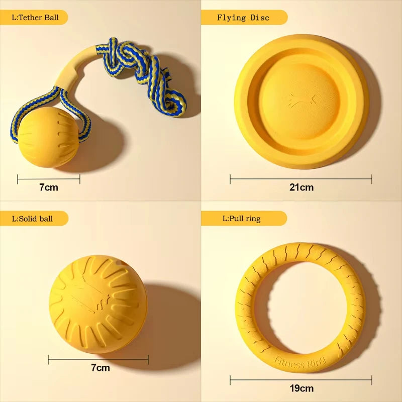 EVA Dog Toy Set 4 Pack – Flying Disc, Ball & Tug Rope