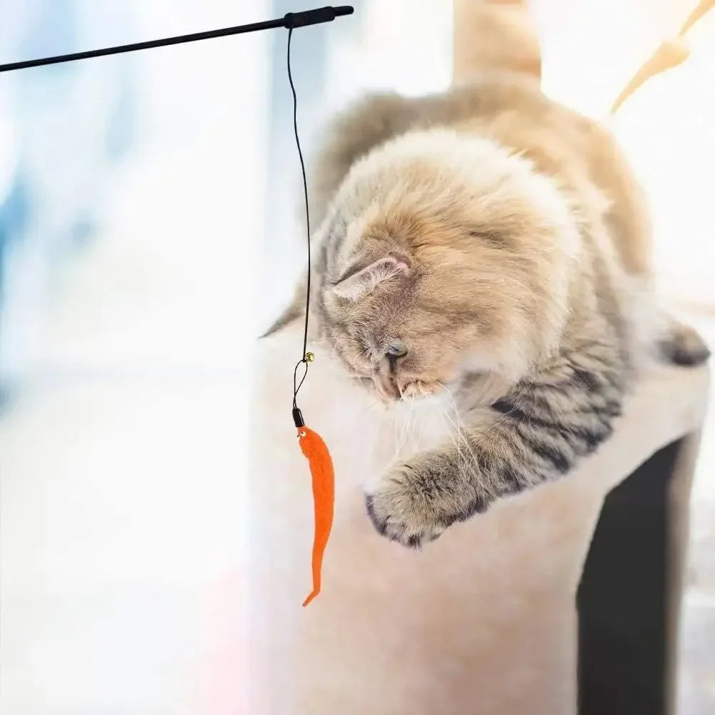 Cat Feather Toy Refills – Replacement Bird, Worm & Ball Teaser Heads