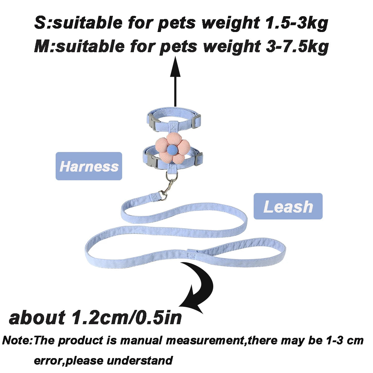 Cat & Small Dog Harness Leash Set – Breathable Adjustable Walking Vest