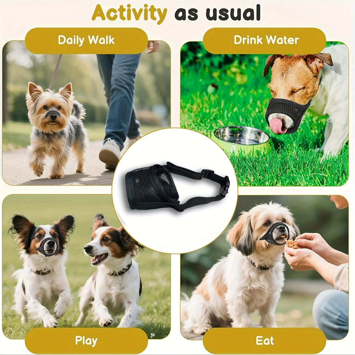 Mesh Dog Muzzle for Short-Snout Breeds – Anti-Bite Small/Medium Dogs