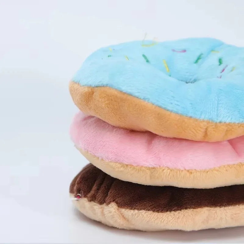 Plush Doughnut Dog Toy – Squeaky Chew Toy Small/Medium Dogs