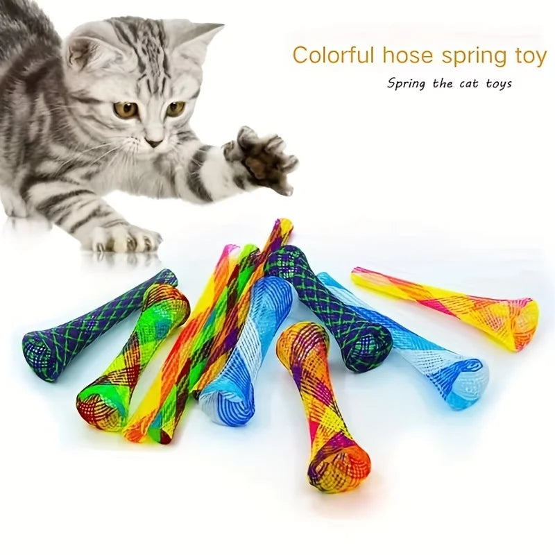 Folding Spring Cat Toy – Colourful Elastic Interactive Cat Teaser
