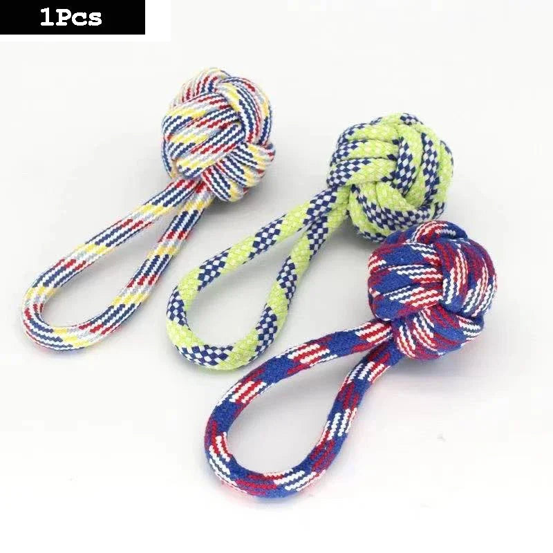 Cotton Rope Dog Toy – Knot Ball Dumbbell Teeth Cleaning Chew Toy
