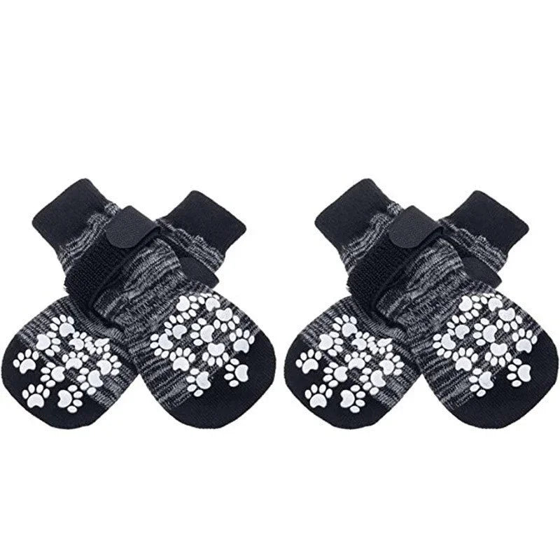 Anti-Slip Dog Socks 4 Pack – Grip Socks with Straps for Floors