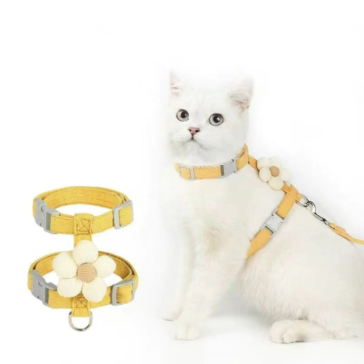 Cat & Small Dog Harness Leash Set – Breathable Adjustable Walking Vest