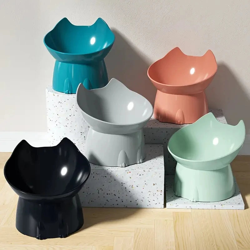 Elevated Cat Bowl – Anti-Tip Raised Tilted Food Dish Neck Protection