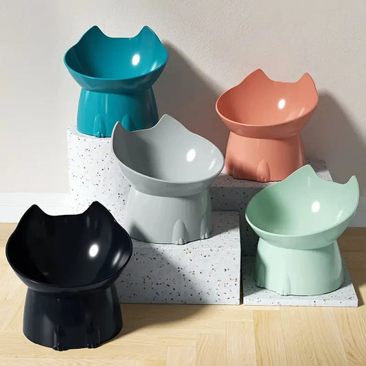 Elevated Cat Bowl – Anti-Tip Raised Tilted Food Dish Neck Protection
