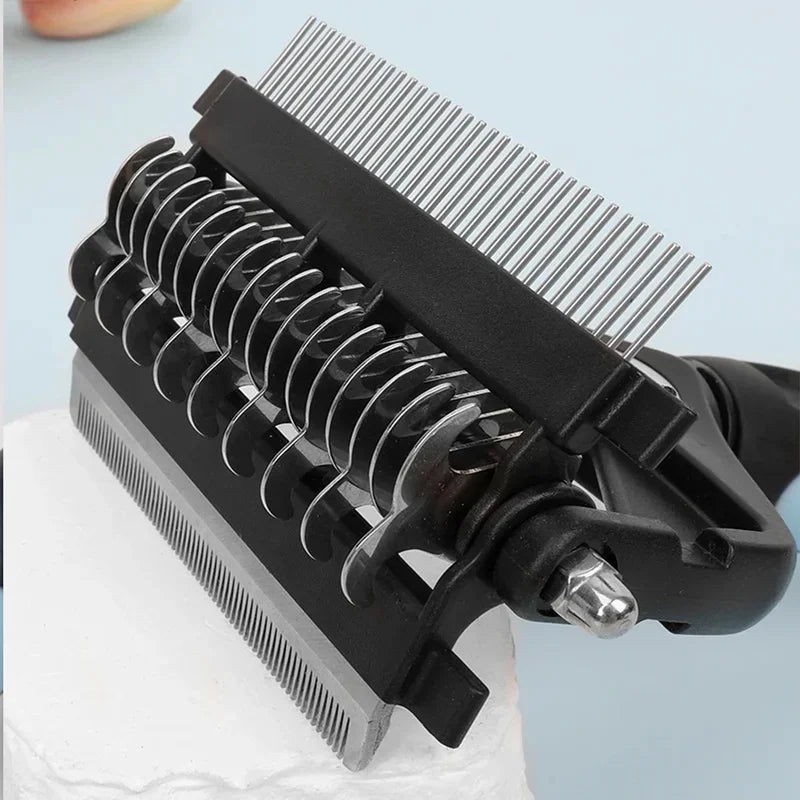 3-in-1 Pet Deshedding Brush – Knot Cutter Dematting Comb