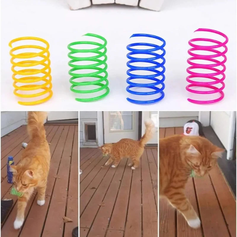 Cat Spring Toys Pack – Colourful Plastic Coil Springs for Kittens