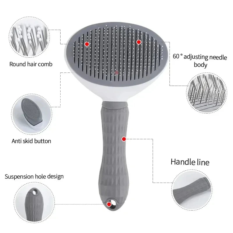 Self-Cleaning Slicker Brush for Dogs & Cats – One-Click Deshedding Brush