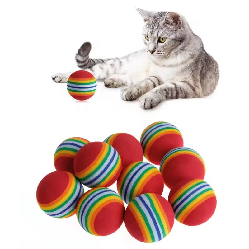 Rainbow EVA Cat Balls 5/10/30 Pack – Interactive Chase Balls