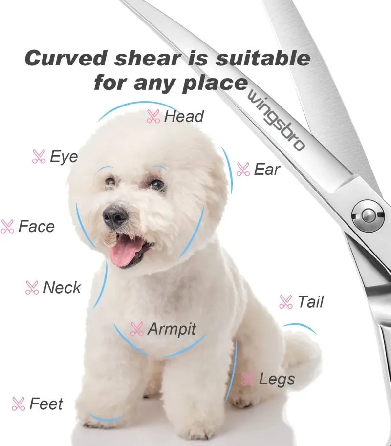 7.5" Curved Dog Grooming Scissors – Stainless Pet Trimming Shears